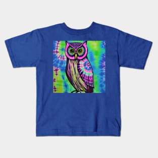 Tie-Dye Owl Painting Kids T-Shirt